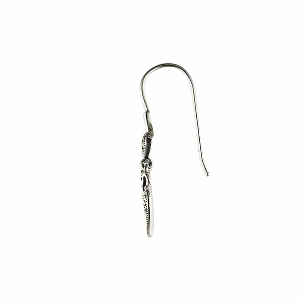 Art Nouveau Style Round Marcasite Leaf Drop Earrings in 925 Sterling Silver - Gemondo